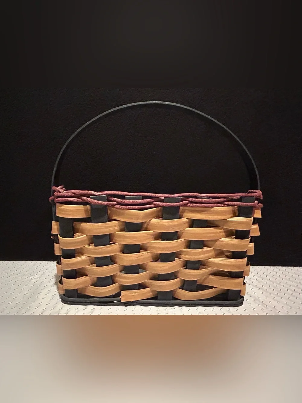 Handcrafted Basket Made In Michigan Free Standing Or Wall Hanging with Handle
